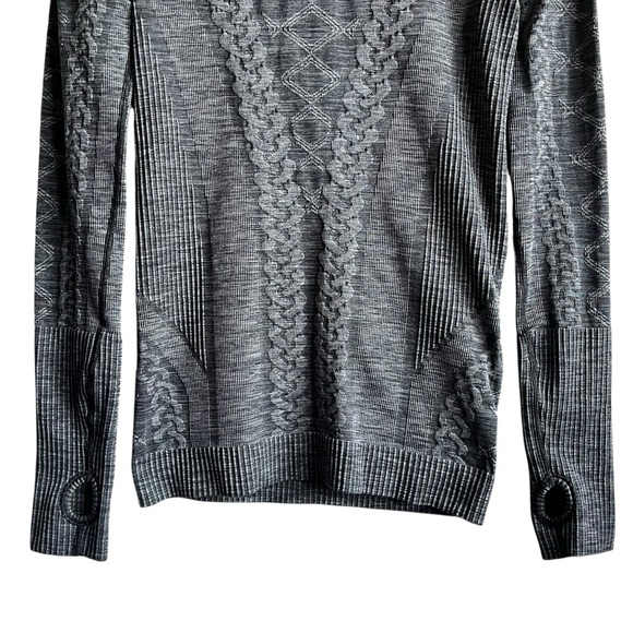 Lululemon Rest Less Pullover Heathered Black Size 4 Seamless Thumbholes - Picture 7 of 13